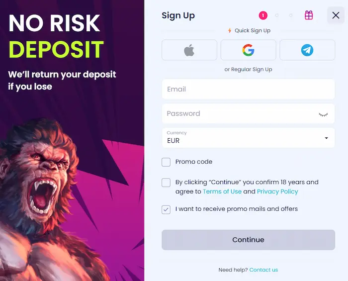 BoomsBet Casino reg